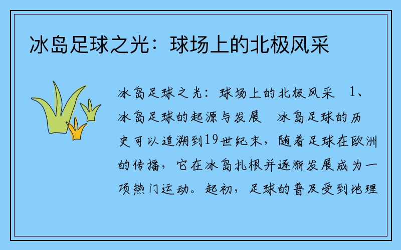 冰岛足球之光：球场上的北极风采