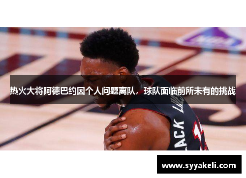 热火大将阿德巴约因个人问题离队，球队面临前所未有的挑战